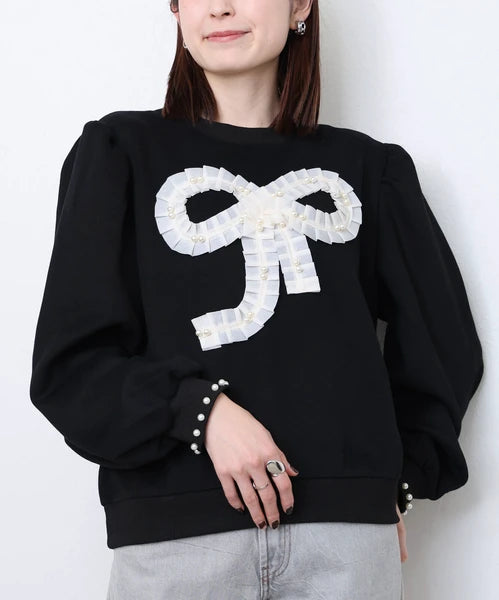 2412074 CC Pearl Ribbon Top - Black