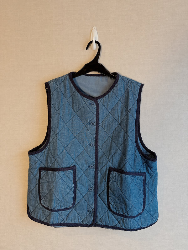 2412086 MMO Denim Quilted Vest - Blue