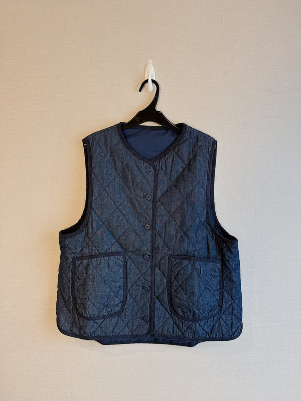 2412086 MMO Denim Quilted Vest - Navy