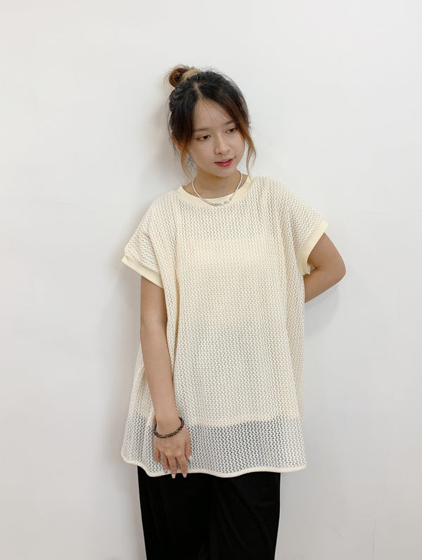 2408021 LEC Knit Layered Top - White