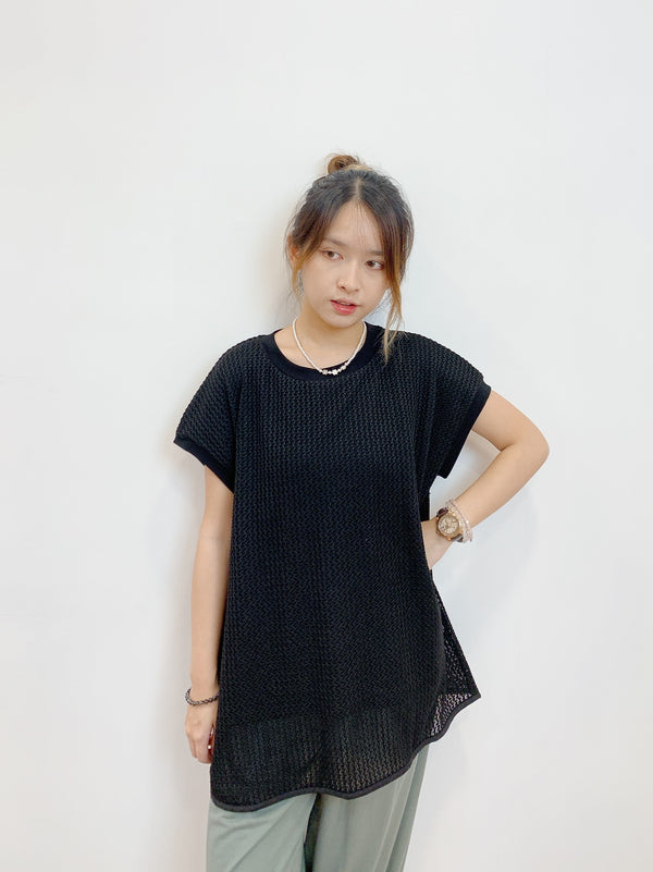 2408021 LEC Knit Layered Top - Black