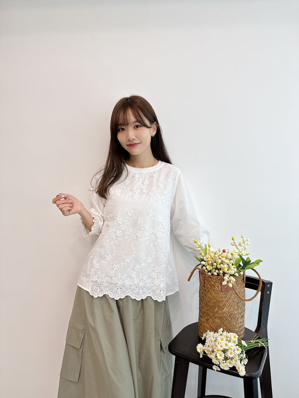 2502035 TU Lace-switched Pullover - White