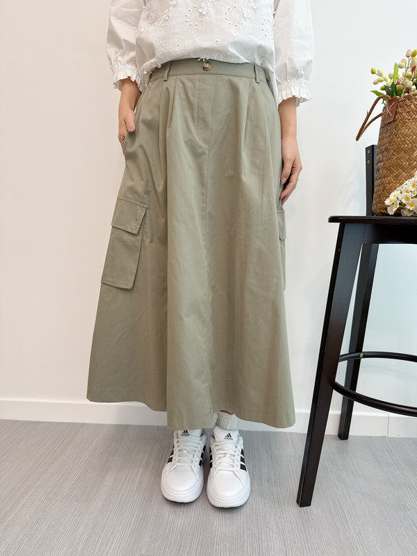 2502036 TU Work Style Midi Skirt - Khaki