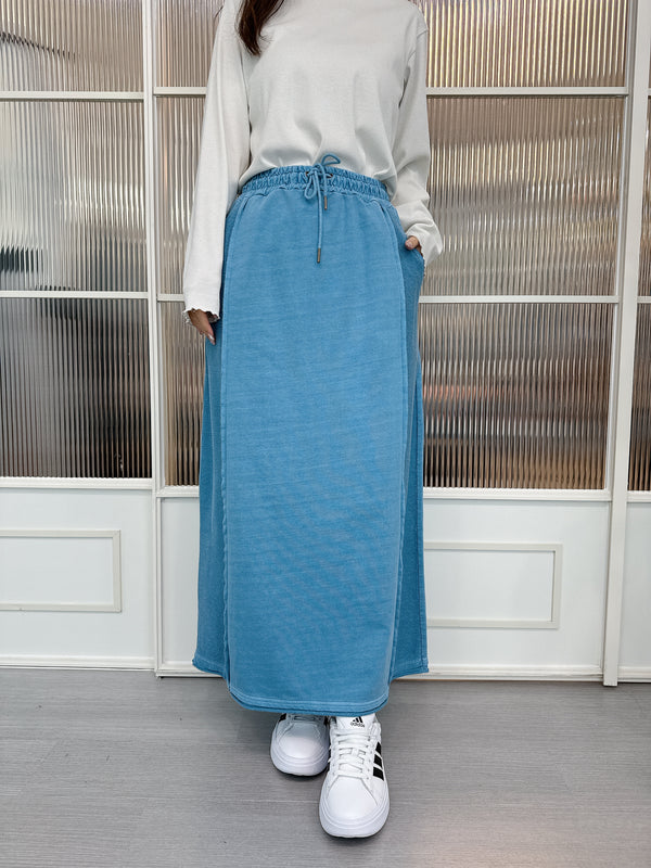 2502023 LUP Cotton Narrow Skirt - Blue