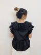 2408026 BON Lace Frill Ribbon Blouse - Black