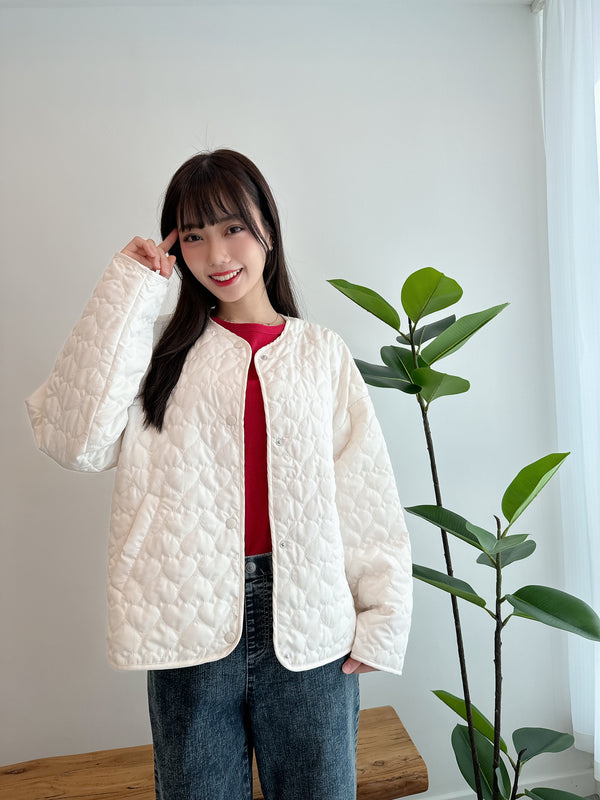 2410047	EA Heart Quilted Padded Jacket - White