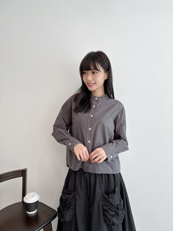 2502052 LC Embroidery Words Blouse - Charcoal