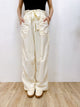 2407013 VE Waist Ribbon Pockets Pants - WHITE