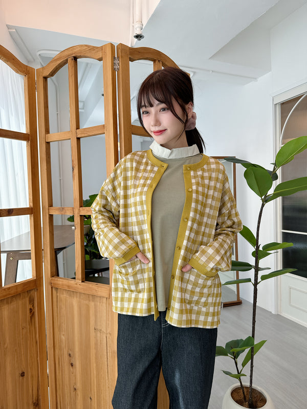 2410064	KE Checked Cardigan - Yellow