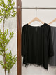 2408076 GLA 3/4 Sleeves Tulle Top - Black