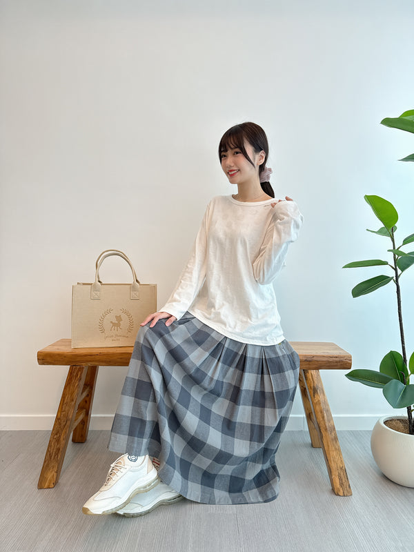 2410066	NT Checked Cotton Skirt - Grey