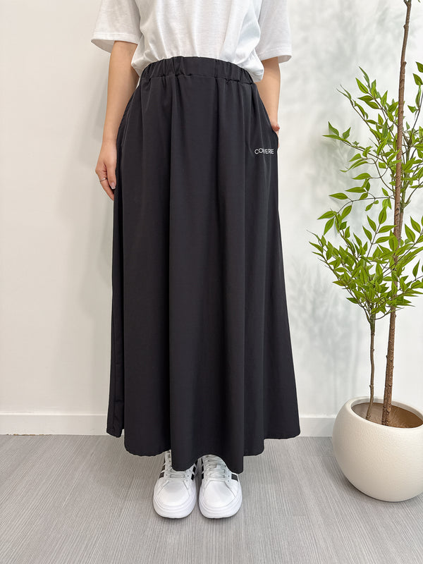 2503004 CONS Logo A-Line Maxi Skirt - Black