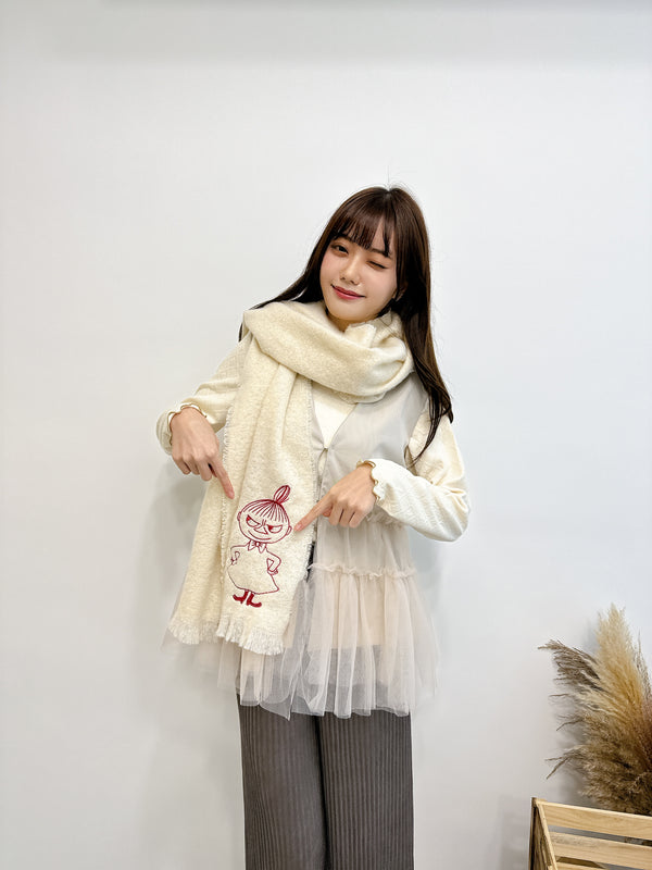 2411025 Embroidered Little My Scarf - White