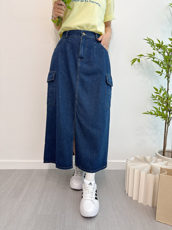 2503015 TU Cargo Denim Skirt - Blue