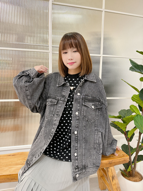 2410073 EA Oversize Denim Jacket - Black