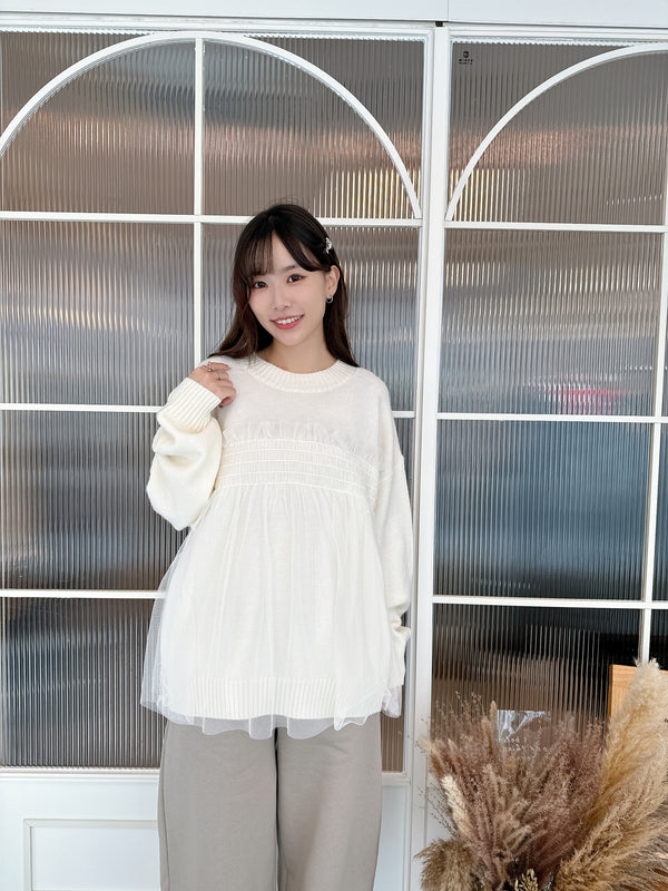 2411073 RU Alpaca Touch Tulle Pullover - Ivory