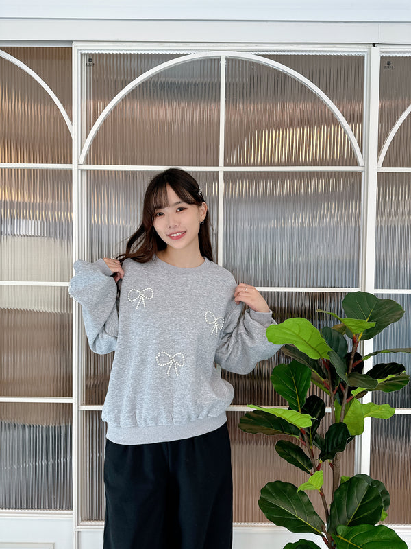 2411078 BE Pearl Ribbons Sweatshirt - Grey