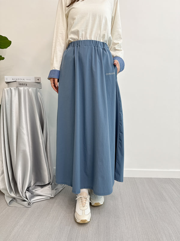 2503004 CONS Logo A-Line Maxi Skirt - Blue