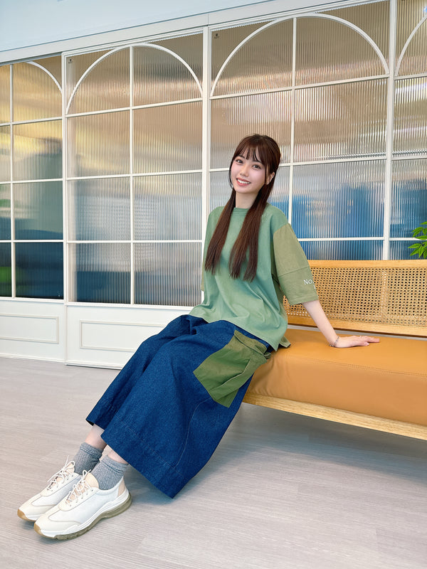 2409025 IR Words Lantern Sleeves Tee - Green