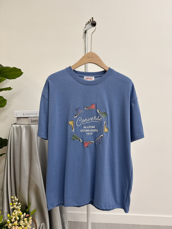 2503002 CONS Circle Embroidery Shoes Tee - Blue