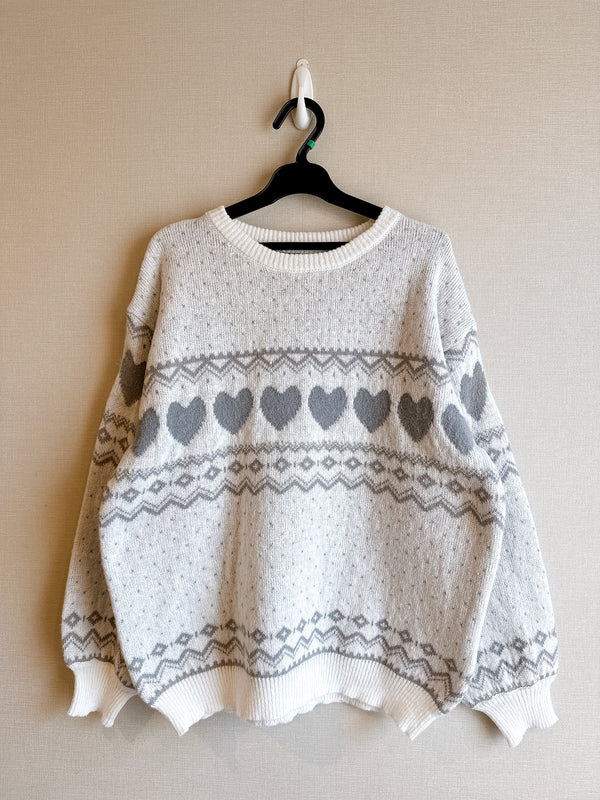 2412108 EST Heart Pattern Sweater - Grey