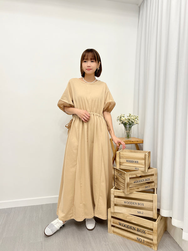 2409007 BAB Sleeve Organdy Flared OP - Beige