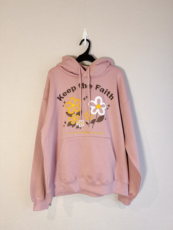 2412137 MO Flower Graphic Embroidery Hoodie - Pink