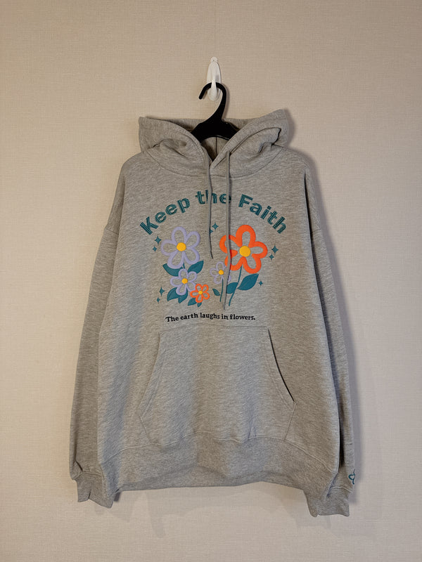 2412137 MO Flower Graphic Embroidery Hoodie - Grey