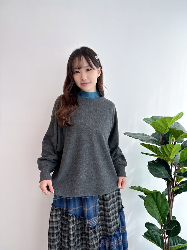 2412029 OM Knit Rib Pullover - Charcoal