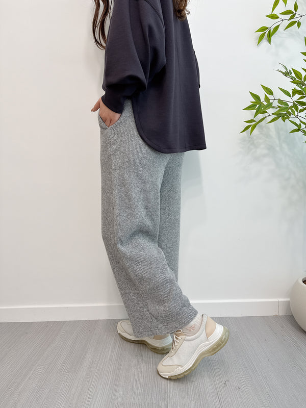 2412051 CO Ribbed Easy Wide Pants - Grey