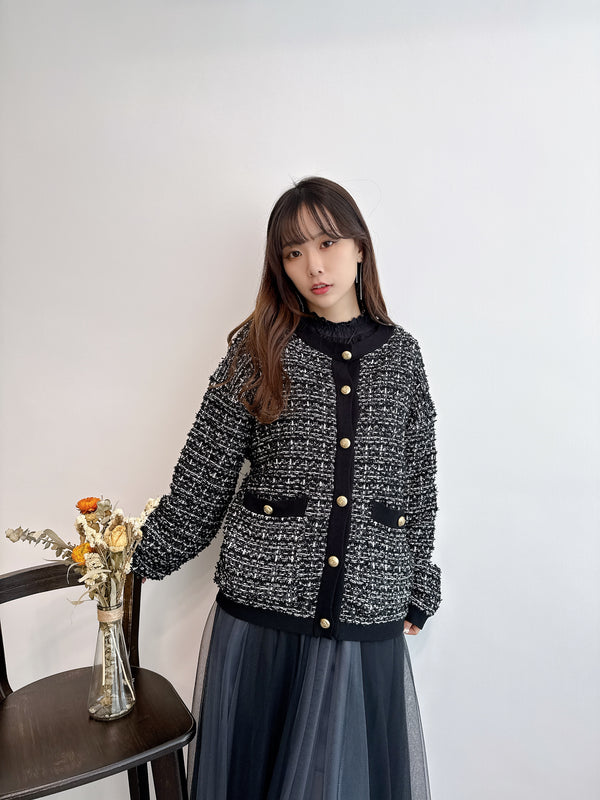 2412045 BE Tweed Knit Jacket - Black