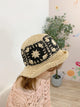 2406082 CO Crochet Flower Straw Hat - Black