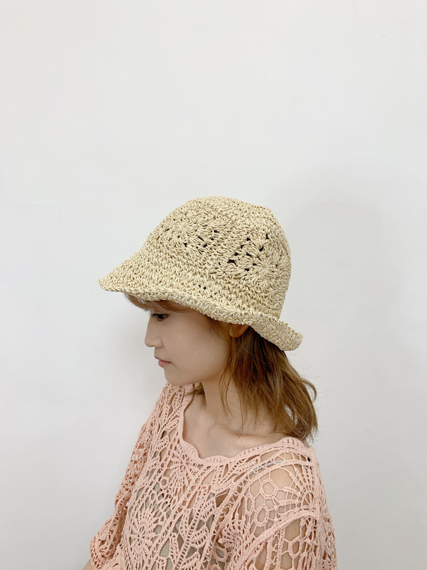 2406082 CO Crochet Flower Straw Hat - Ivory