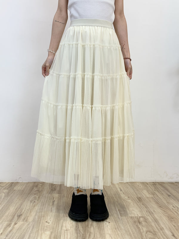 2407046 CH Tulle Layered Skirt - Ivory