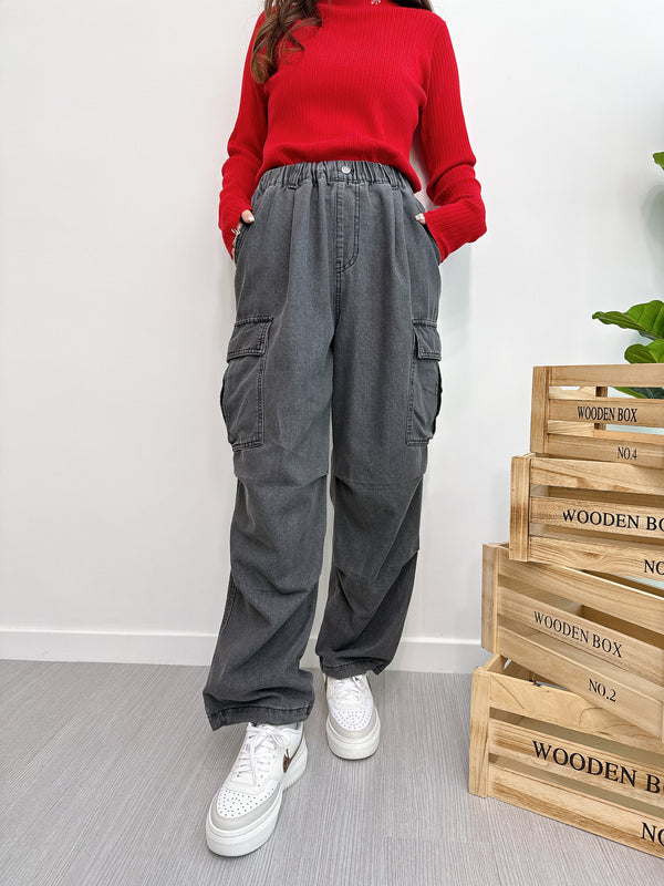 2501018 GO Denim Big Cargo Pants - Grey