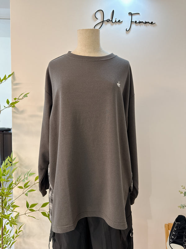 2501129 PH Check Sleeves Pullover - Charcoal