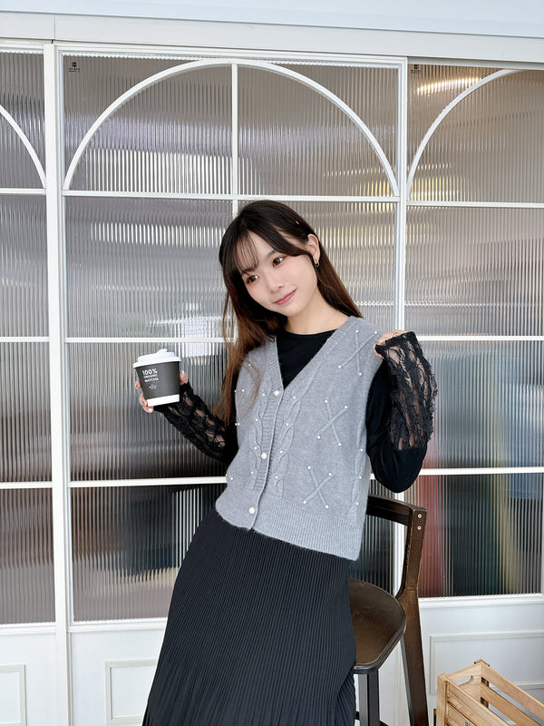 2411002 VE Pearl Knit Vest - Grey