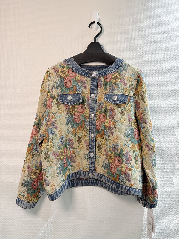 2501071 LA Floral Patchwork Denim Jacket