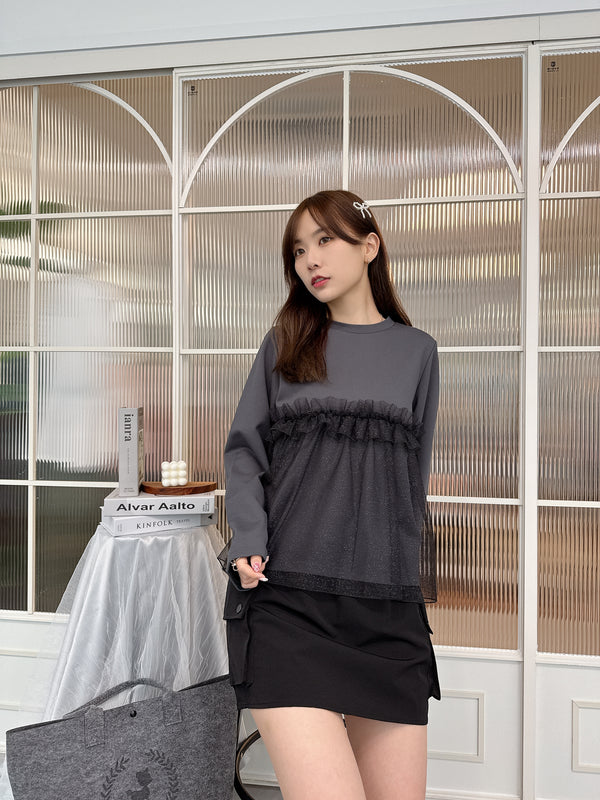 2502009 EM Tulle Docking Pullover - Black