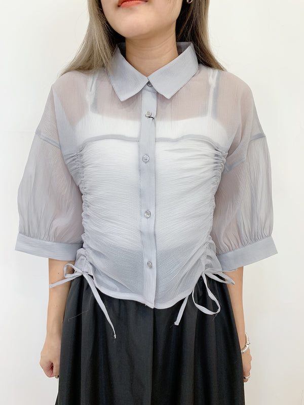 2408029 BON Sheer Ribbon Shirt - Light Grey