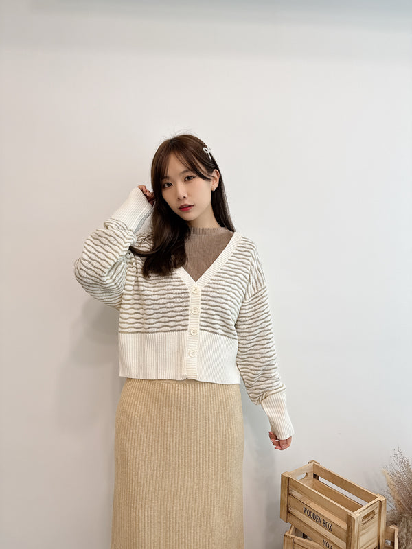 2502014 CO Glitter Mix Knit Cardigan - White