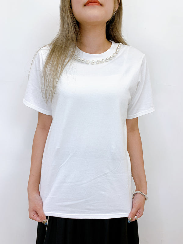 2408025 BON Pearl Neck Tee  - White