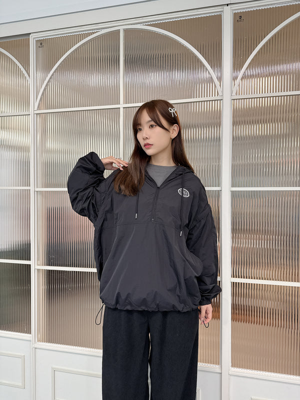 2502003 BON Embroidery Logo Nylon Parka - Black