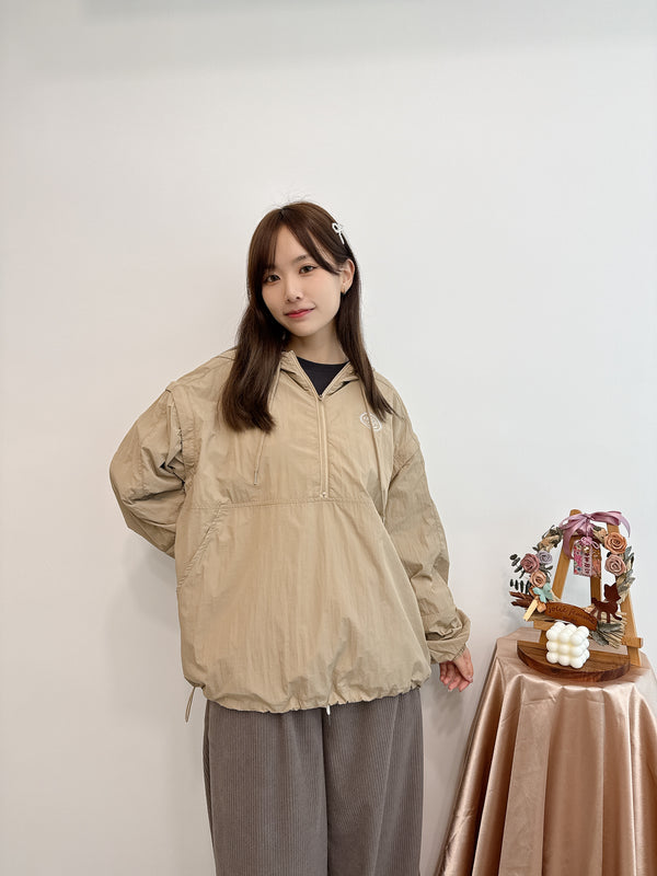 2502003 BON Embroidery Logo Nylon Parka - Beige