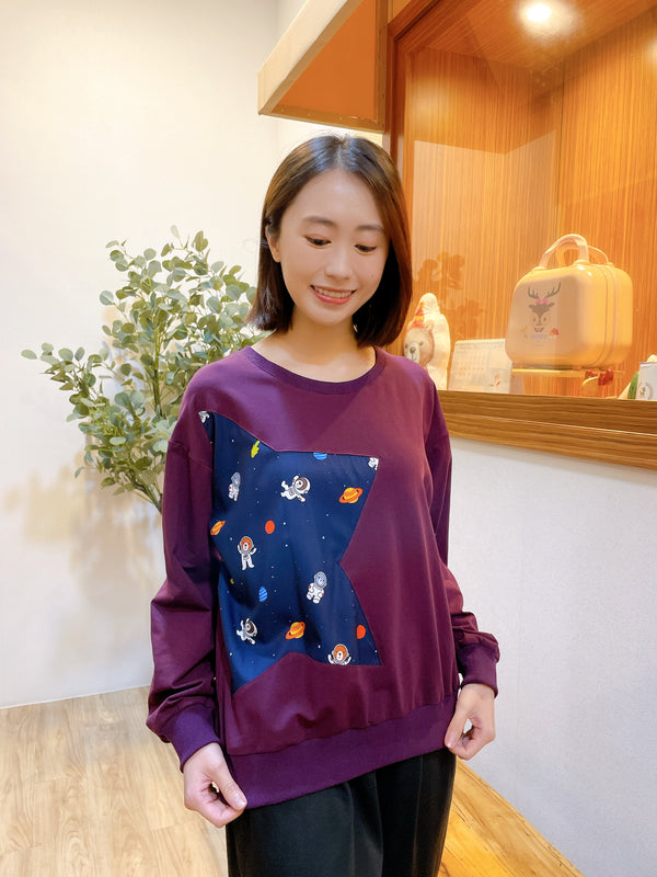 SP0049 SP Space Bears Star Patchwork Top - Purple