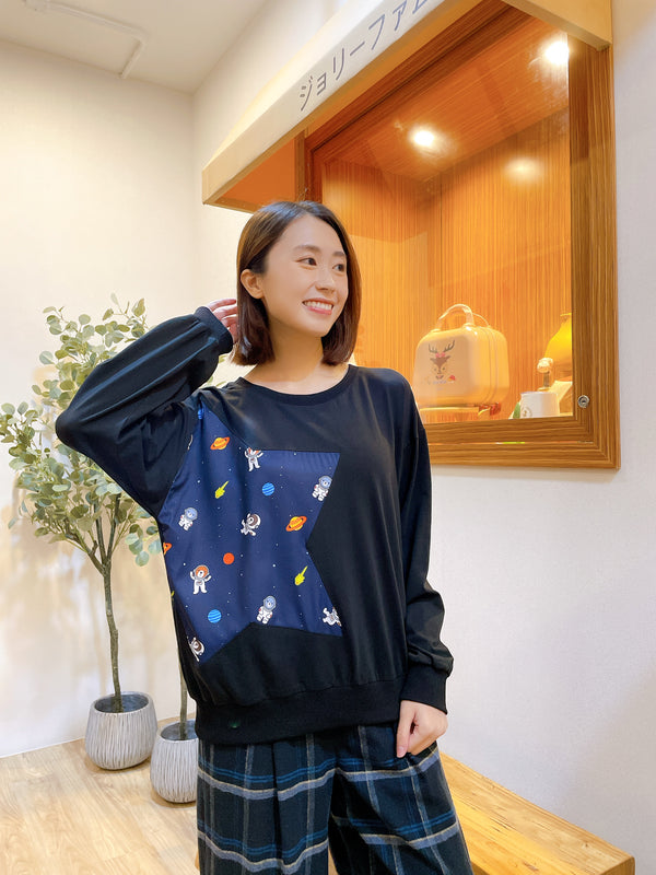 SP0049 SP Space Bears Star Patchwork Top - Black